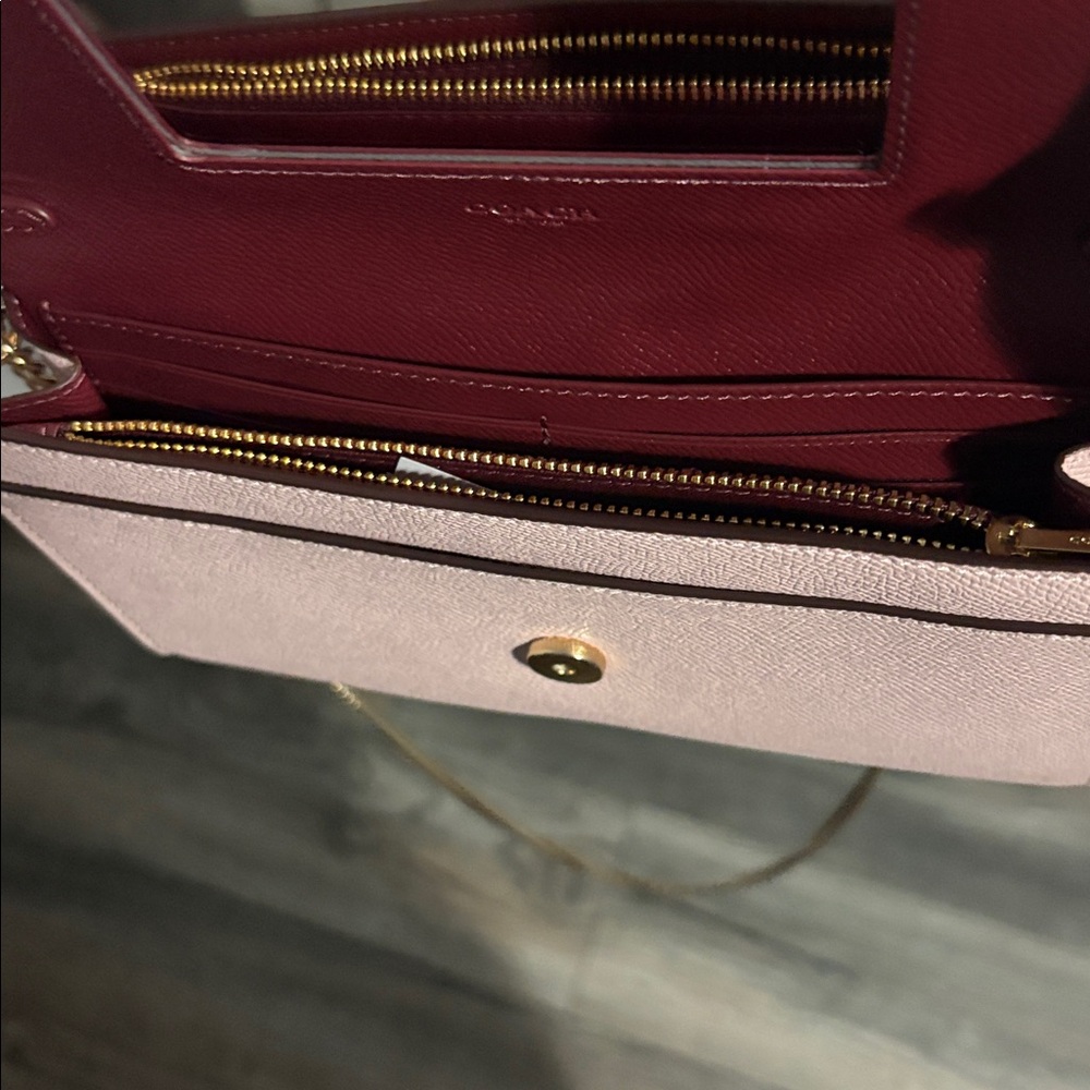 Coach Two-Tone Pink Leather Crossbody with Jeweled Buckle - Picture 5 of 6